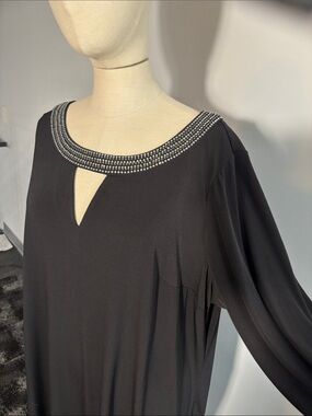 Calvin Klein Black Beaded Neckline Dress
